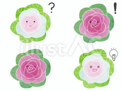 花のキャラの表情セット 考 ハボタン