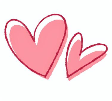 二つのハートマーク ハート,マーク,２つ,赤,手描き,ポップ,シンプル,かわいい,おしゃれ,バレンタインのイラスト素材