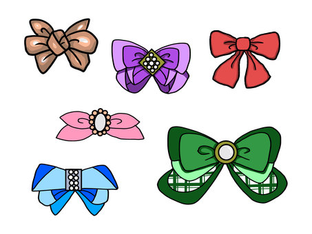 いろいろなリボン オシャレ,リボン,可愛い,アクセサリー,ファッションのイラスト素材
