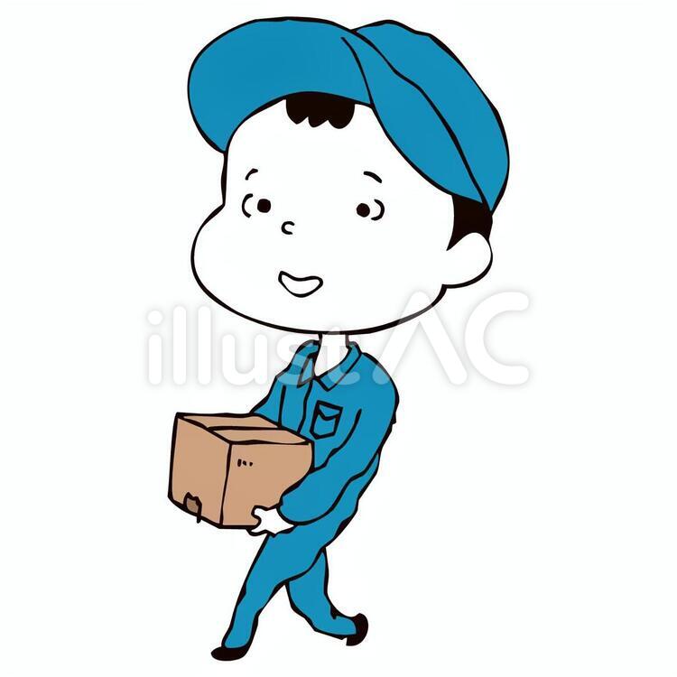 段ボールを運ぶ男の子 倉庫内作業,ピッキング,物流のイラスト素材
