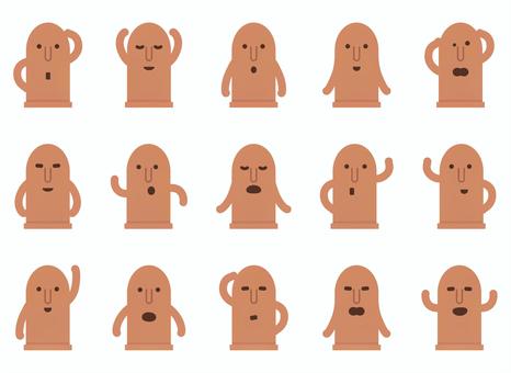 表情豊かなハニワのアイコン テラコッタ はにわ,アイコン,ライン,セット,表情,差分,笑顔,疑問,怒り,困惑のイラスト素材