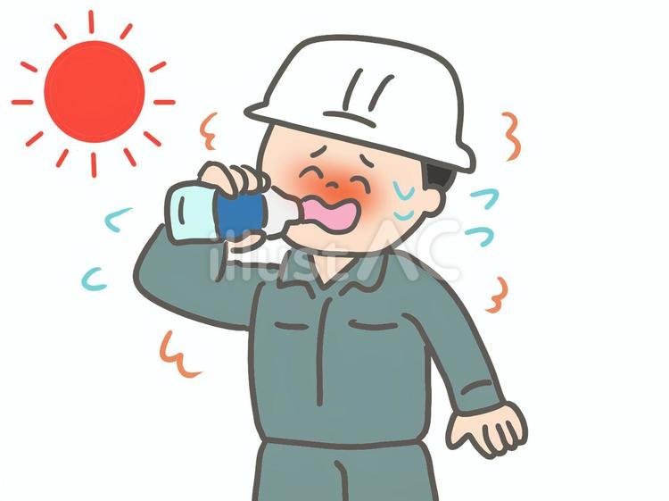 熱中症対策＿水分補給作業員 熱中症,災害,対策のイラスト素材