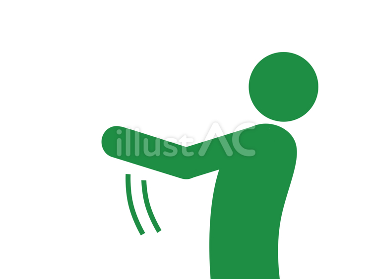 何かを放り上げる様に腕を動かす人（緑） 人,ピクトグラム,上半身のイラスト素材