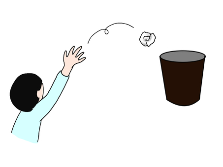 ごみ箱にゴミを投げる人 ごみ箱,ゴミ,投げる,ティッシュ,くずかご,人物のイラスト素材