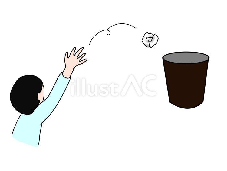 ごみ箱にゴミを投げる人 ごみ箱,ゴミ,投げるのイラスト素材