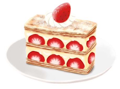 ミルフィーユのイラスト ミルフィーユ,ケーキ,クリーム,食べ物,苺,果物,おやつ,甘い,美味しい,スイーツのイラスト素材