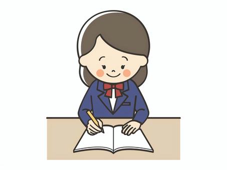 勉強をする女子学生 勉強,宿題,学習,女子高校生,テスト勉強,テスト,学ぶ,学び,課題,塾のイラスト素材