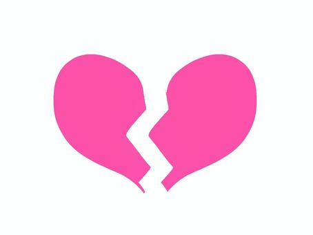 割れたハートマーク（ピンク） ハート,マーク,シンプル,シンボル,ピンク,失恋,悲しい,愛,愛情,アイコンのイラスト素材