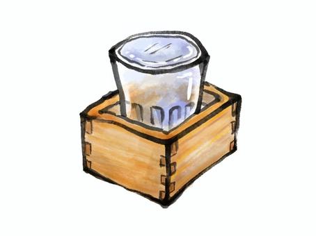 日本酒枡酒カラー水彩イラスト 水彩,冷酒,日本酒,お酒,手描き,居酒屋,メニュー,アルコール,飲み物,和風のイラスト素材