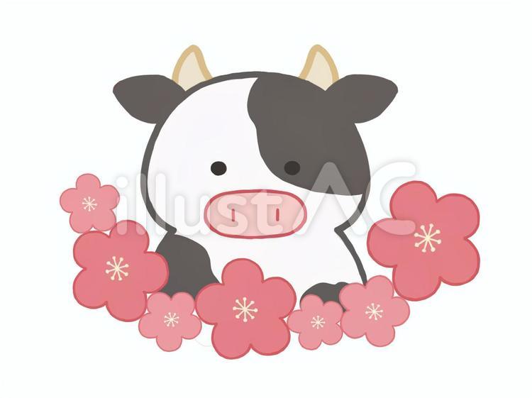 うしとうめ 2021年,年賀状,丑のイラスト素材