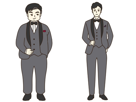ぽっちゃりタキシード　ビフォーアフター タキシード,男性,フォーマル,正装,パーティ,結婚式,ダンス,発表会,男の人,男のイラスト素材