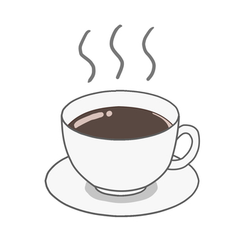 淹れたてのコーヒー 飲み物,コーヒー,日常生活,休憩,ティーカップ,皿,白,淹れたて,湯気,エフェクトのイラスト素材