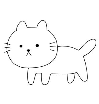 ゆるいネコ 猫,白猫,シンプル,ゆるい,動物,シュール,挿絵のイラスト素材