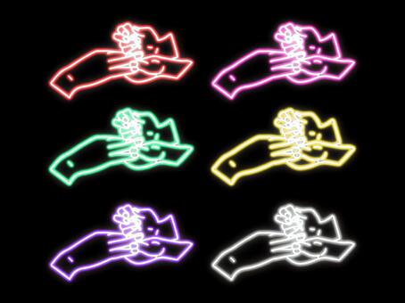 ネオンのネイルをする手元 ネイル,マニュキア,ポリッシュ,サロン,セルフ,手元,手入れ,身だしなみ,女性,手描きのイラスト素材