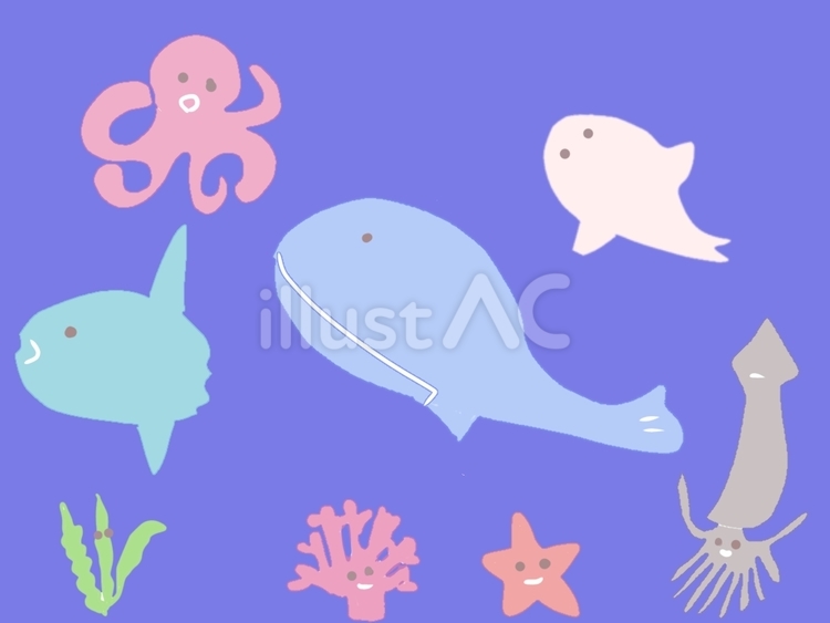 海の仲間たち 海,生き物,あざらしのイラスト素材