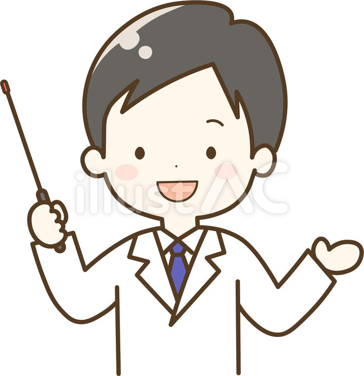 指示棒を持つ白衣の男性 男性,医療従事者,薬剤師のイラスト素材