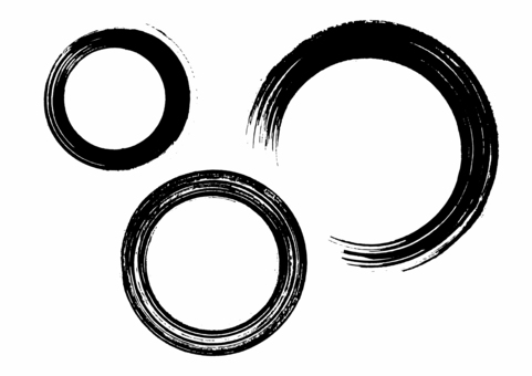 筆タッチ丸円の素材 筆タッチ,円,丸,黒,年賀状素材,かすれ,手描き,和風,和デザイン,和モダンのイラスト素材