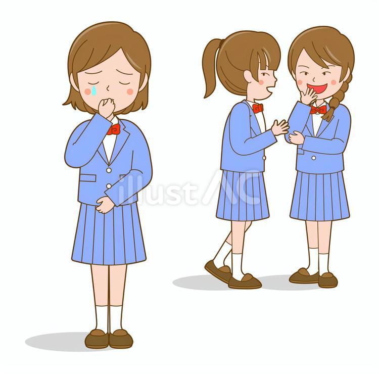 陰口を言われて悲しむ女子学生　タイプm いじめ,陰口,女子のイラスト素材