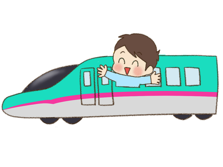 はやぶさでおでかけする男の子 視覚支援,お支度ボード,絵カード,スケジュール,子ども,新幹線,はやぶさ,おでかけ,旅行のイラスト素材