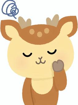 鹿悩む 鹿,悩む,考える,モヤモヤ,バンビ,動物,茶色,角のイラスト素材