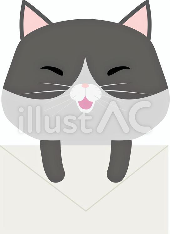 メール_はちわれ メール,猫,はちわれのイラスト素材