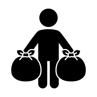 ゴミ袋を持つ人物 ゴミ袋を持つ人物 ゴミ捨て,ゴミ袋,人物,アイコン,ゴミ,捨てる,掃除,大掃除,断捨離,シルエットのイラスト素材