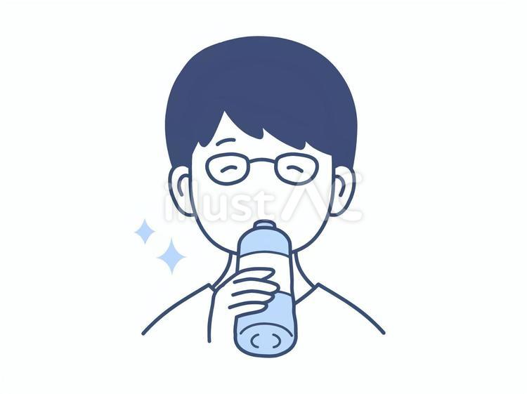 熱中症対策で水分補給をする男性のイラスト 水,飲む,水分のイラスト素材