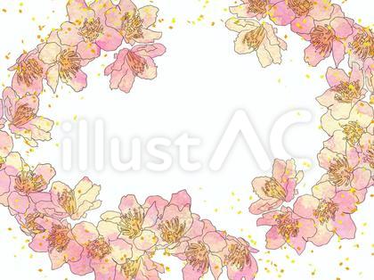 手描き桃の花フレーム/紙吹雪