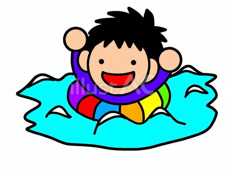 男の子浮き輪 海,プール,水遊びのイラスト素材