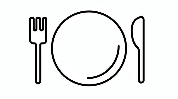 tableware1 アイコン,食事,線画,カトラリー,洋食,レストラン,ナイフ,フォーク,食器のイラスト素材