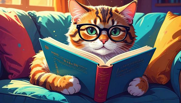 読書する猫