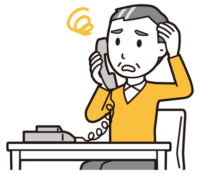 ニット中年男性(黄)-543-バスト  ニット中年男性(黄)-543-バスト 電話,困った,おじさんのイラスト素材