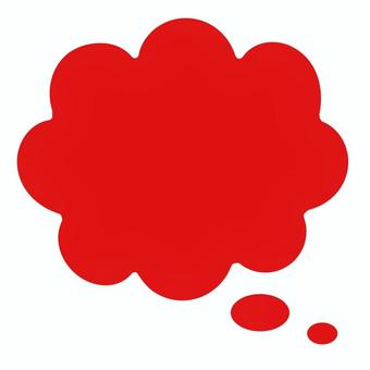 吹き出し　もくもく　赤×白フチ 吹き出し,フキダシ,ふきだし,赤,縁あり,白縁,もくもく,考える,コメント,かわいいのイラスト素材