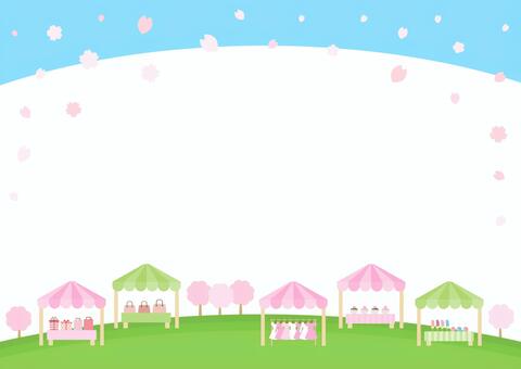 春のマルシェ01 春,桜,マルシェ,背景,フレーム,桜の花,桜の木,花,3月,4月のイラスト素材