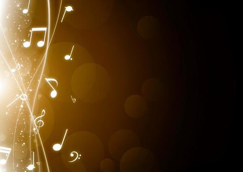 エレガントな曲線と音符の金色の背景素材