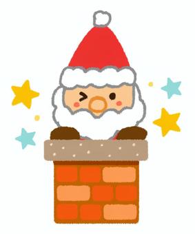煙突から顔を出してウインクするサンタさん サンタクロース,煙突,サンタ,クリスマス,顔出し,ウインク,サンタ帽,12月,冬,人物のイラスト素材