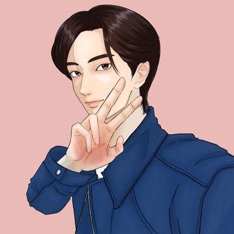 ピースボーイ ピース,ハンドサイン,青年,イケメン,漫画のイラスト素材