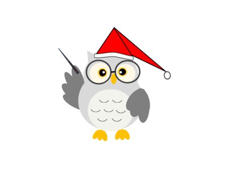 ふくろう先生（サンタバージョン） ふくろう,先生,教える,授業,ポイント,チェック,お知らせ,説明,解説,動物のイラスト素材