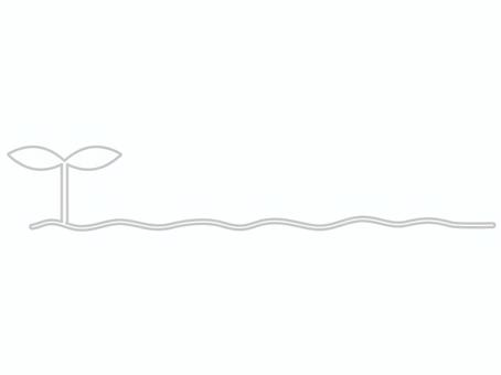 グレーの二葉のある見出しライン 二葉,植物,発芽,成長,ライン,あしらい,飾り罫,見出し,仕切り,横のイラスト素材
