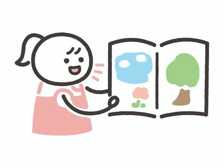 読み聞かせをする棒人間02 読み聞かせ,話す,コミュニケーション,授業,説明,発信,本,読書,絵本,教育のイラスト素材