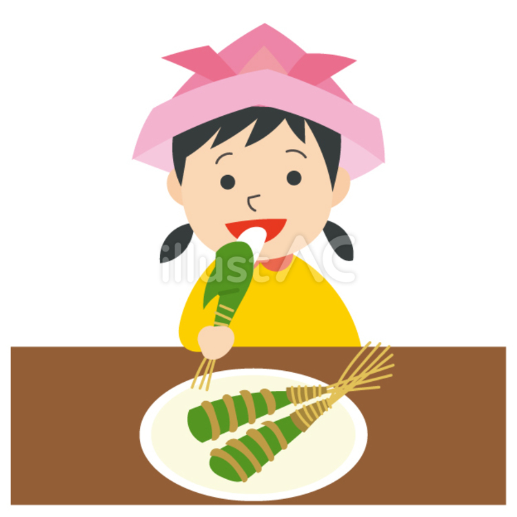 子供の日（ちまきを食べる女の子） 子供の日,女の子,チマキのイラスト素材