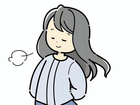 髪をなびかせ息をつく女性 上半身,女性,息をつく,１０代,２０代,３０代,若い,女の子,お姉さん,お母さんのイラスト素材