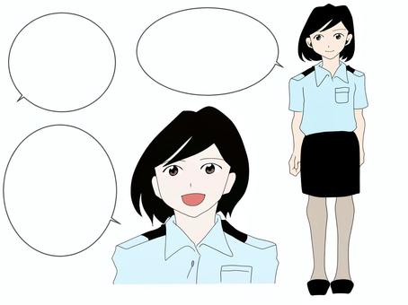 女性警察官のイラスト イラスト,人物,人,手描き,女性,女の子,かわいい,警察,警察官,吹き出しのイラスト素材