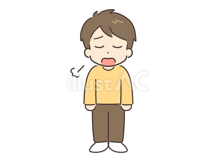 困った顔で悩む私服の若い男性(全身) 男性,悩む,悩みのイラスト素材