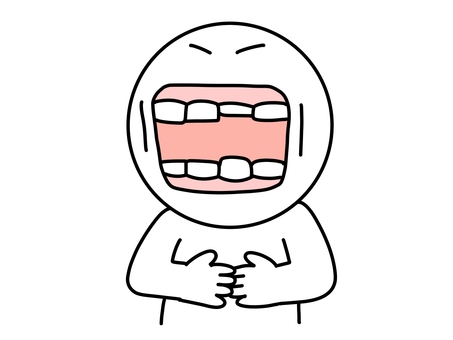 笑う歯並びの悪い棒人間 笑う,棒人間,歯並び,かわいい,シンプル,人物,シュール,高齢者,年寄,上半身のイラスト素材