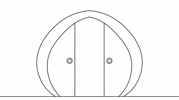 扉(線画)1_3 扉,引き戸,両開き,線画,少し開く,入口,出口,シンプルのイラスト素材