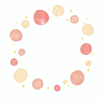 水彩ドットのやさしいフレーム（ピンク）