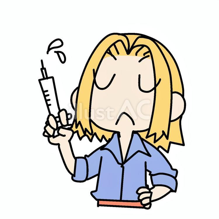 注射器片手の金髪女性 金髪,注射器,片手のイラスト素材