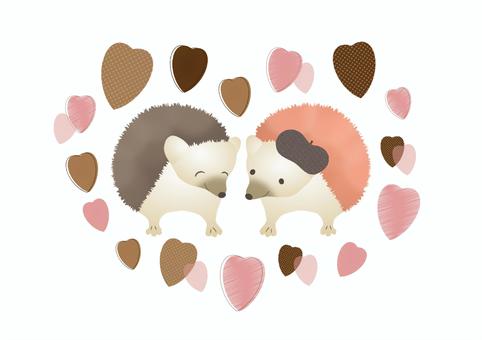 ハリネズミの挿絵5 動物,ハリネズミ,カップル,恋,告白,ハート,バレンタイン,ホワイトデー,イベント,行事のイラスト素材