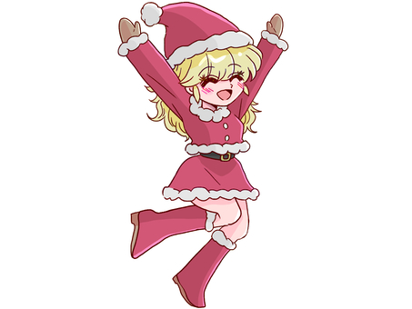 【ニューレトロ】女の子サンタ 女の子サンタ,サンタクロース,ばんざい,嬉しい,喜ぶ,ニューレトロ,クリスマス,女の子,かわいいのイラスト素材